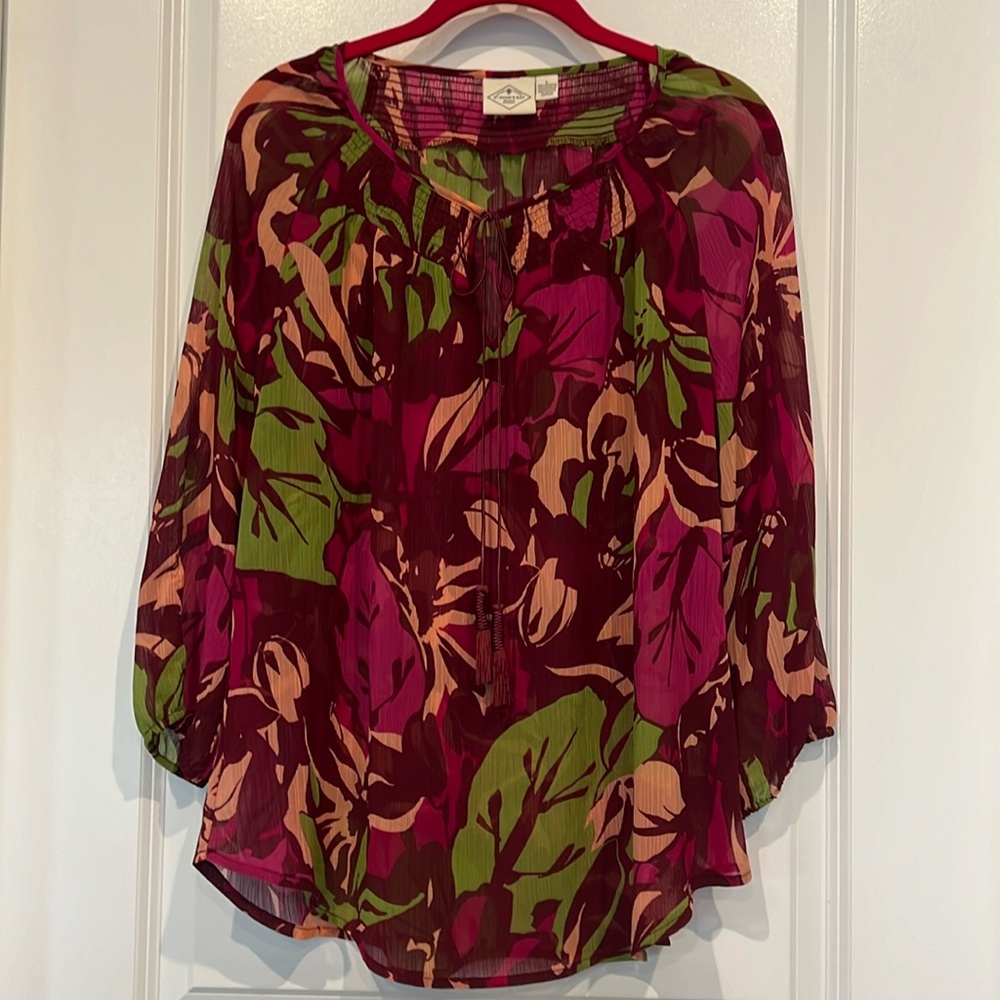 St.John’s Bay Sz Lg Floral Peasant top